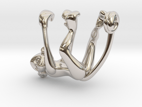 3D-Monkeys 142 in Rhodium Plated Brass