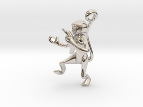 3D-Monkeys 146 in Rhodium Plated Brass