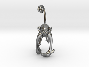 3D-Monkeys 147 in Fine Detail Polished Silver