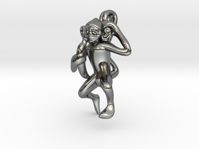 3D-Monkeys 149 in Fine Detail Polished Silver