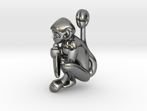 3D-Monkeys 151 in Fine Detail Polished Silver