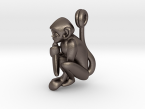 3D-Monkeys 151 in Polished Bronzed Silver Steel