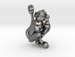 3D-Monkeys 152 in Fine Detail Polished Silver