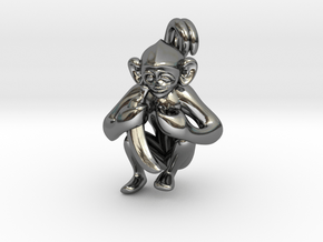 3D-Monkeys 153 in Fine Detail Polished Silver