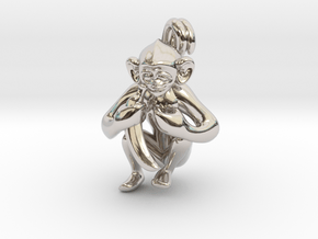 3D-Monkeys 153 in Rhodium Plated Brass