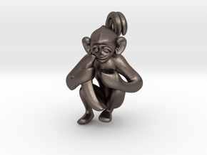3D-Monkeys 153 in Polished Bronzed Silver Steel