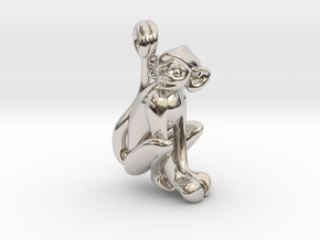 3D-Monkeys 154 in Rhodium Plated Brass