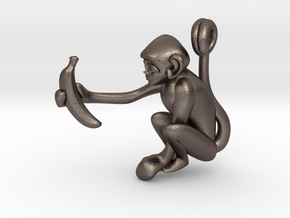 3D-Monkeys 155 in Polished Bronzed Silver Steel