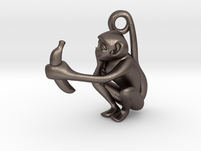 3D-Monkeys 156 in Polished Bronzed Silver Steel