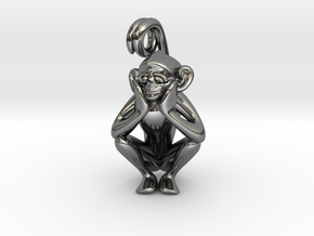 3D-Monkeys 157 in Fine Detail Polished Silver