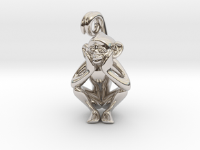 3D-Monkeys 157 in Rhodium Plated Brass
