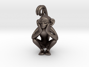 3D-Monkeys 157 in Polished Bronzed Silver Steel