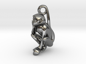 3D-Monkeys 158 in Fine Detail Polished Silver