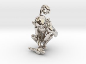3D-Monkeys 159 in Rhodium Plated Brass