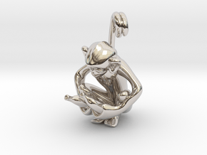 3D-Monkeys 161 in Rhodium Plated Brass
