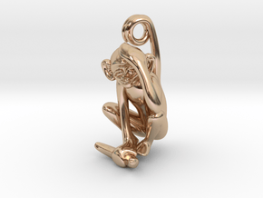 3D-Monkeys 162 in 14k Rose Gold Plated Brass
