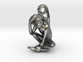 3D-Monkeys 164 in Fine Detail Polished Silver
