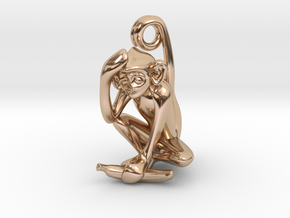 3D-Monkeys 164 in 14k Rose Gold Plated Brass