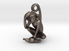 3D-Monkeys 164 in Polished Bronzed Silver Steel
