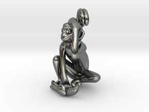 3D-Monkeys 167 in Fine Detail Polished Silver