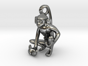 3D-Monkeys 169 in Fine Detail Polished Silver