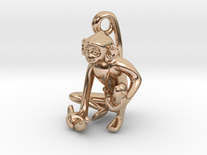 3D-Monkeys 169 in 14k Rose Gold Plated Brass