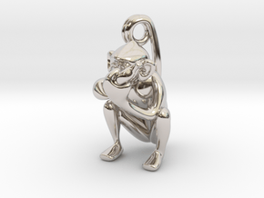 3D-Monkeys 170 in Rhodium Plated Brass