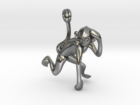 3D-Monkeys 178 in Fine Detail Polished Silver