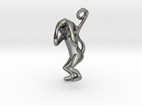 3D-Monkeys 179 in Fine Detail Polished Silver