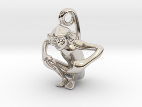 3D-Monkeys 180 in Rhodium Plated Brass