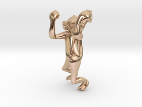 3D-Monkeys 184 in 14k Rose Gold Plated Brass