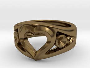 Heart Ring(inner diameter of ring17.4mm) in Polished Bronze