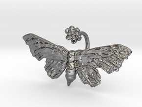 Fantasy Moth Ring size 7 in Fine Detail Polished Silver