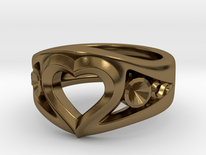 Heart Ring(Inner diameter of ring 16.7mm) in Polished Bronze