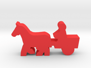 Game Piece, Horse And Cart in Red Processed Versatile Plastic