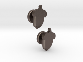 Acorn Cufflinks in Polished Bronzed Silver Steel