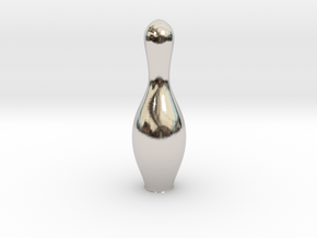 1 Inch Tall Bowling Pin in Rhodium Plated Brass