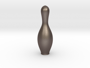 1 Inch Tall Bowling Pin in Polished Bronzed Silver Steel