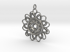 Petal Mandala Pendant in Natural Silver