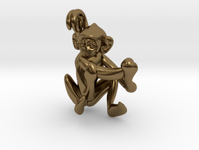 3D-Monkeys 194 in Polished Bronze