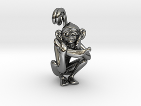 3D-Monkeys 195 in Fine Detail Polished Silver