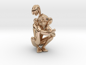 3D-Monkeys 195 in 14k Rose Gold Plated Brass