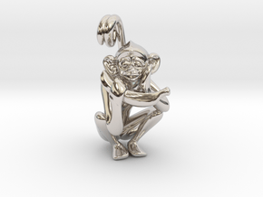 3D-Monkeys 195 in Rhodium Plated Brass
