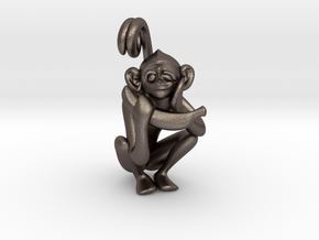 3D-Monkeys 195 in Polished Bronzed Silver Steel