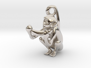 3D-Monkeys 196 in Rhodium Plated Brass
