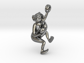 3D-Monkeys 197 in Fine Detail Polished Silver