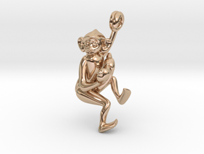 3D-Monkeys 197 in 14k Rose Gold Plated Brass