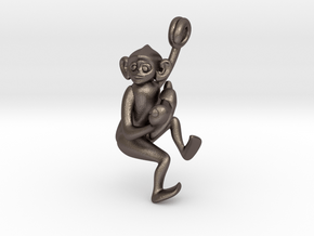 3D-Monkeys 197 in Polished Bronzed Silver Steel