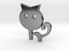 Keychain Cat in Fine Detail Polished Silver