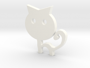 Keychain Cat in White Processed Versatile Plastic